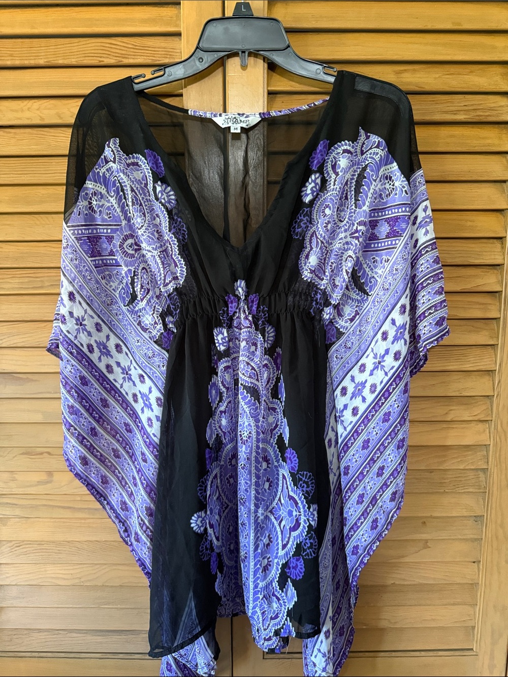Stylish Purple Paisley Sheer Women’s Top - Boho V-Neck